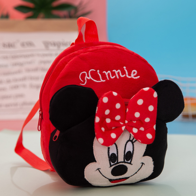 Plush Backpack Kindergarten Children's Bag Disney Minnie Kids Baby School Bag 3D Cute Cartoon Animal Design