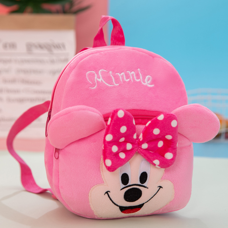 Plush Backpack Kindergarten Children's Bag Disney Minnie Kids Baby School Bag 3D Cute Cartoon Animal Design