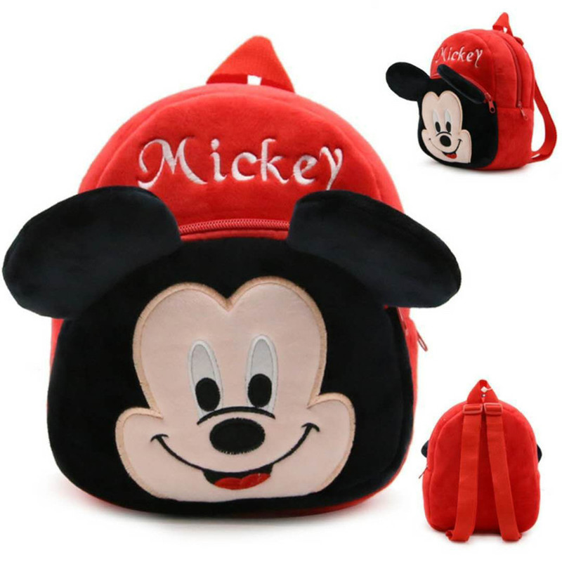 Plush Backpack Kindergarten Children's Bag Disney Minnie Kids Baby School Bag 3D Cute Cartoon Animal Design