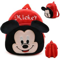 Plush Backpack Kindergarten Children's Bag Disney Minnie Kids Baby School Bag 3D Cute Cartoon Animal Design Red
