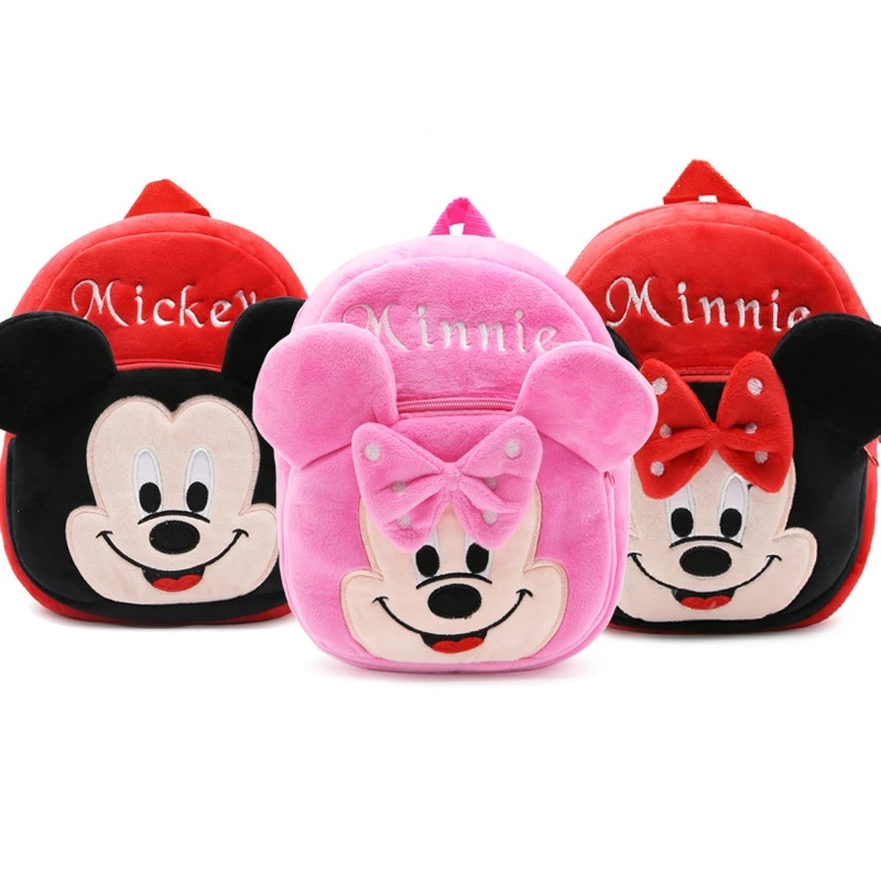 Plush Backpack Kindergarten Children's Bag Disney Minnie Kids Baby School Bag 3D Cute Cartoon Animal Design