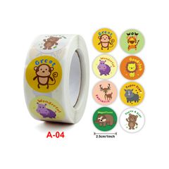 ​500PCS Children Sticker Label Thank You Stickers Cute Toy Game Tag DIY Gift Sealing Label Decoration Supplies  Cartoon Animal A-04