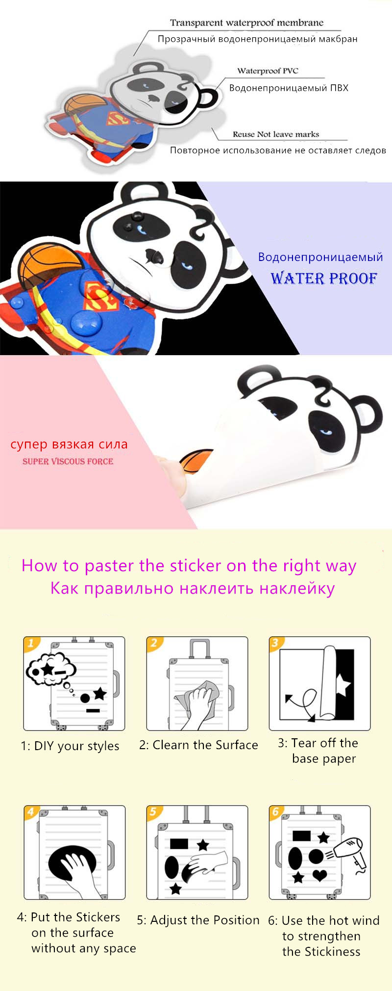 50pcs Panda Stickers Cute Cartoon Animal Stickers for Kids Teens,Aesthetic  Vinyl Stickers for Water Bottle Laptop Skateboard Fridge Desk Bike