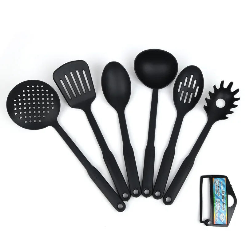 6 Pcs Black Cooking Utensils Set Heat-Resistant Silicone Non-Stick Spatula Spoon Sets Suitable for Cooking Kitchen Tools Kitchen Utensils Multifunction Shovel Spoon Set Non-Stick Kitchen Tools Set