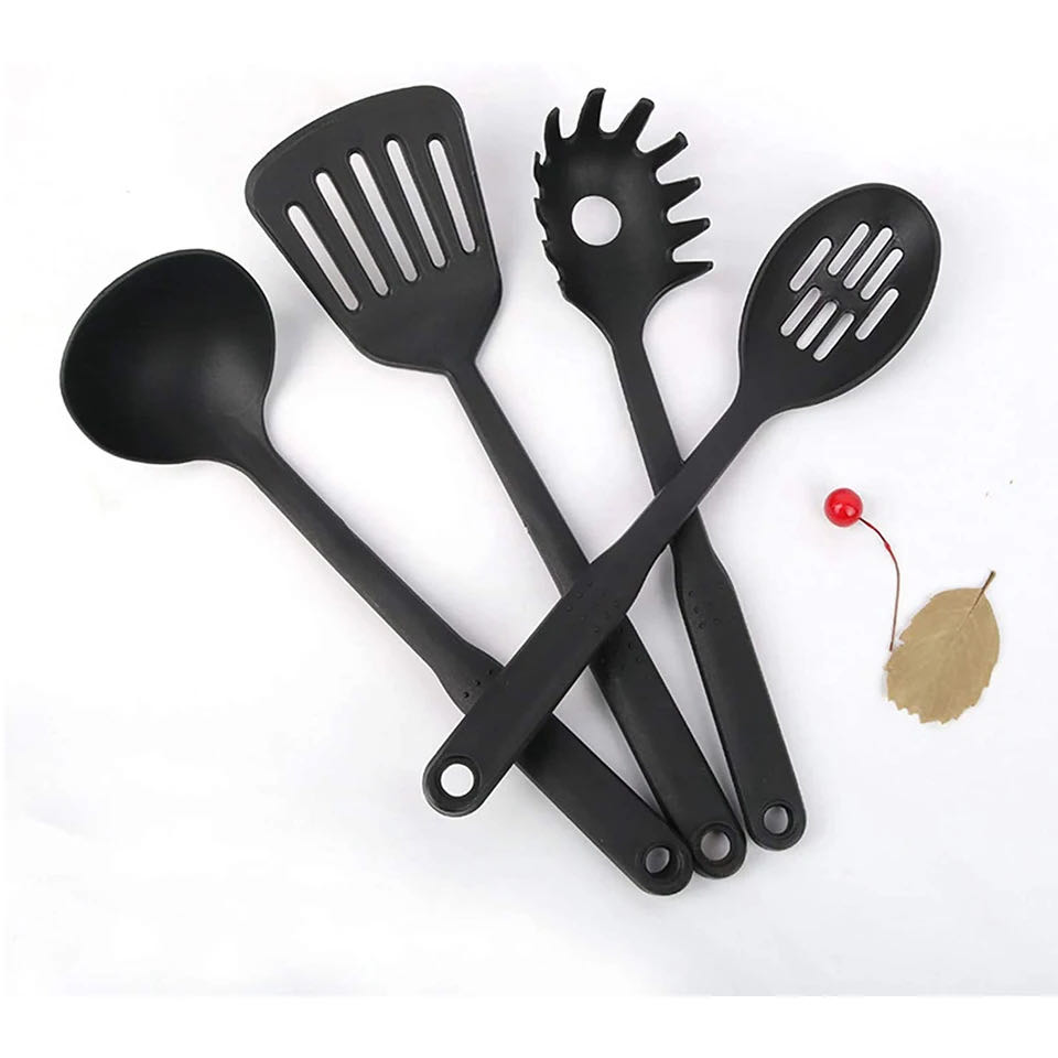 6 Pcs Black Cooking Utensils Set Heat-Resistant Silicone Non-Stick Spatula Spoon Sets Suitable for Cooking Kitchen Tools Kitchen Utensils Multifunction Shovel Spoon Set Non-Stick Kitchen Tools Set