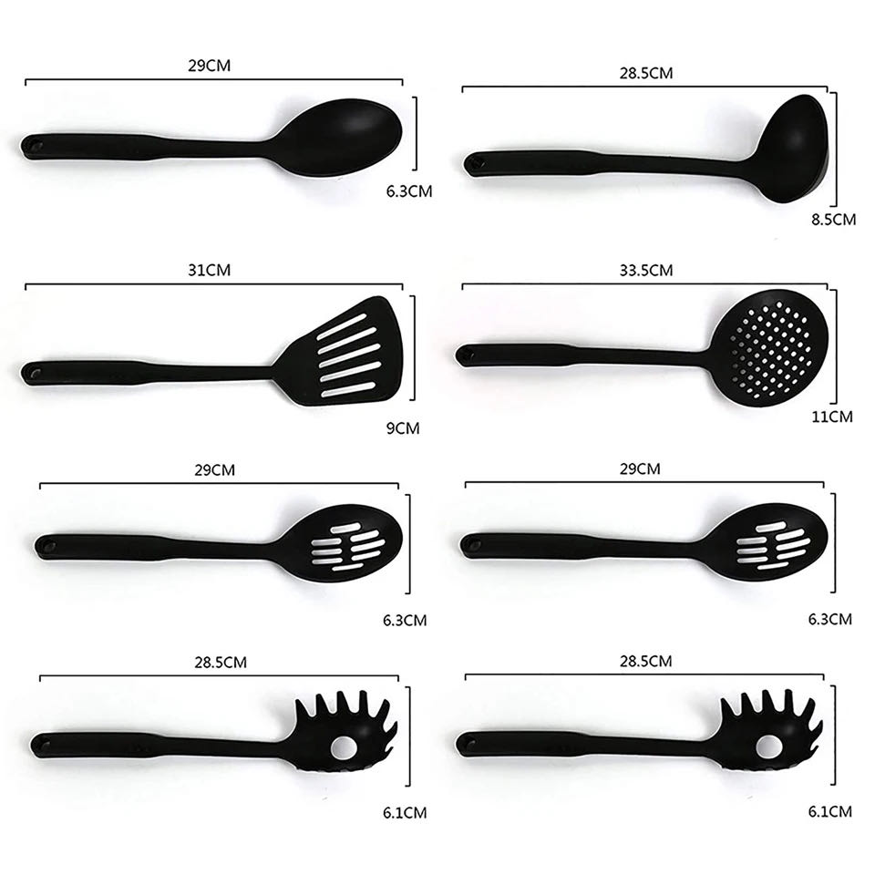 6 Pcs Black Cooking Utensils Set Heat-Resistant Silicone Non-Stick Spatula Spoon Sets Suitable for Cooking Kitchen Tools Kitchen Utensils Multifunction Shovel Spoon Set Non-Stick Kitchen Tools Set