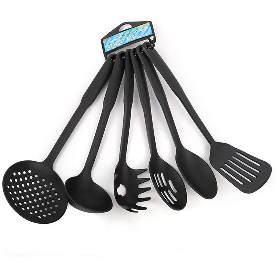 6 Pcs Black Cooking Utensils Set Heat-Resistant Silicone Non-Stick Spatula Spoon Sets Suitable for Cooking Kitchen Tools Kitchen Utensils Multifunction Shovel Spoon Set Non-Stick Kitchen Tools Set