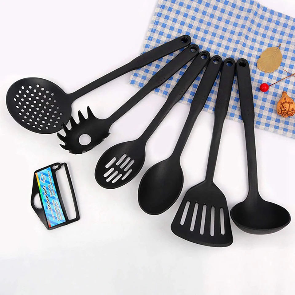 6 Pcs Black Cooking Utensils Set Heat-Resistant Silicone Non-Stick Spatula Spoon Sets Suitable for Cooking Kitchen Tools Kitchen Utensils Multifunction Shovel Spoon Set Non-Stick Kitchen Tools Set