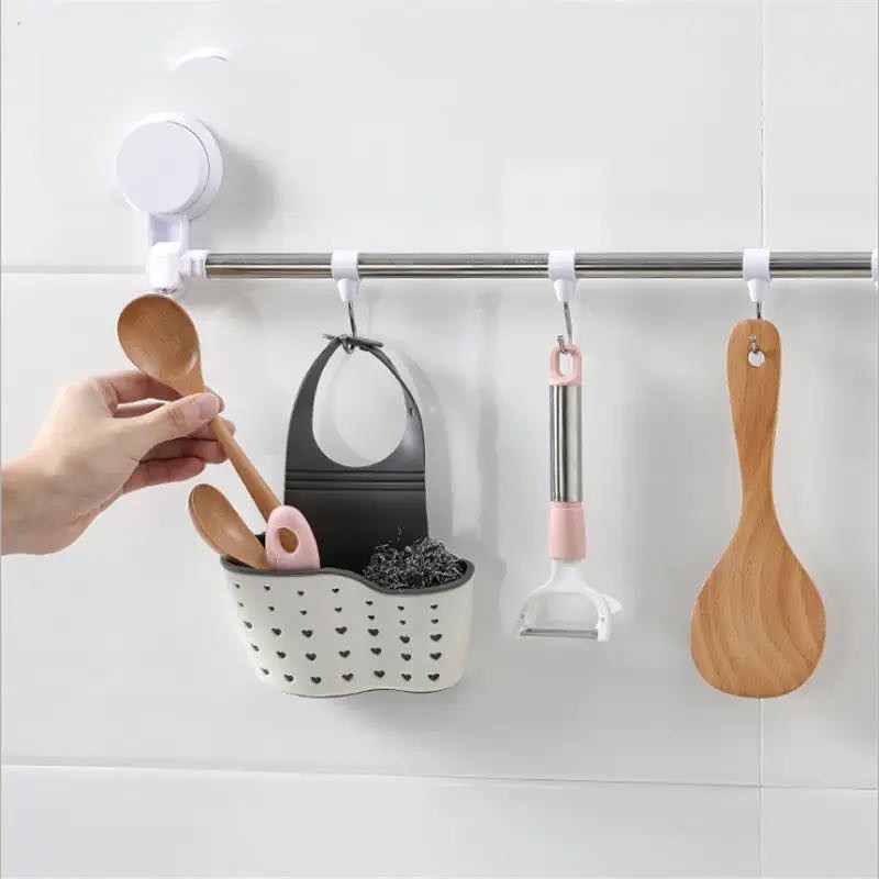 Premium Sink Drain Hanging Storage Bag Upgrade Kitchen Bathroom Thickened Double Layers Durable Sink Hanging Bags Professional Sink Home Plastic Drain Basket