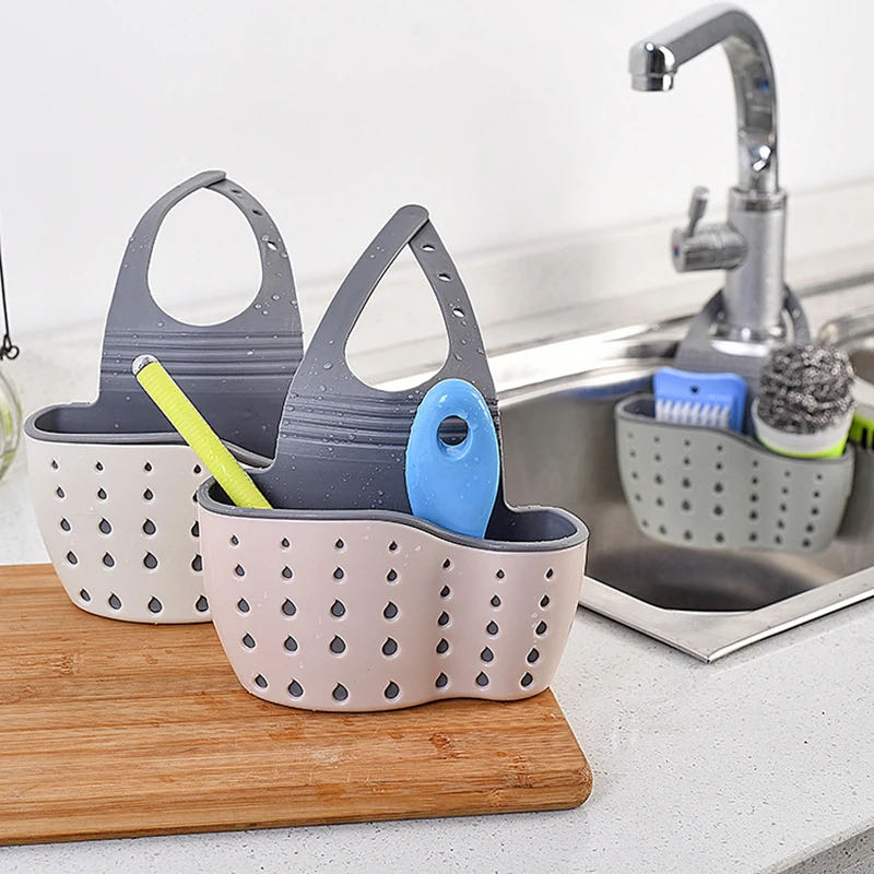 Premium Sink Drain Hanging Storage Bag Upgrade Kitchen Bathroom Thickened Double Layers Durable Sink Hanging Bags Professional Sink Home Plastic Drain Basket