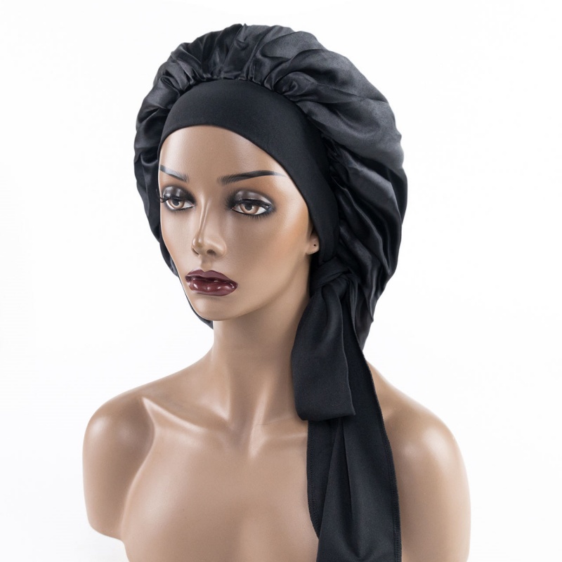 New Large Satin Bonnet Silk Satin Hair Bonnet For Sleeping Night Cap With Stretchy Tie Band Edge Scarf Wrap For Braid Hair