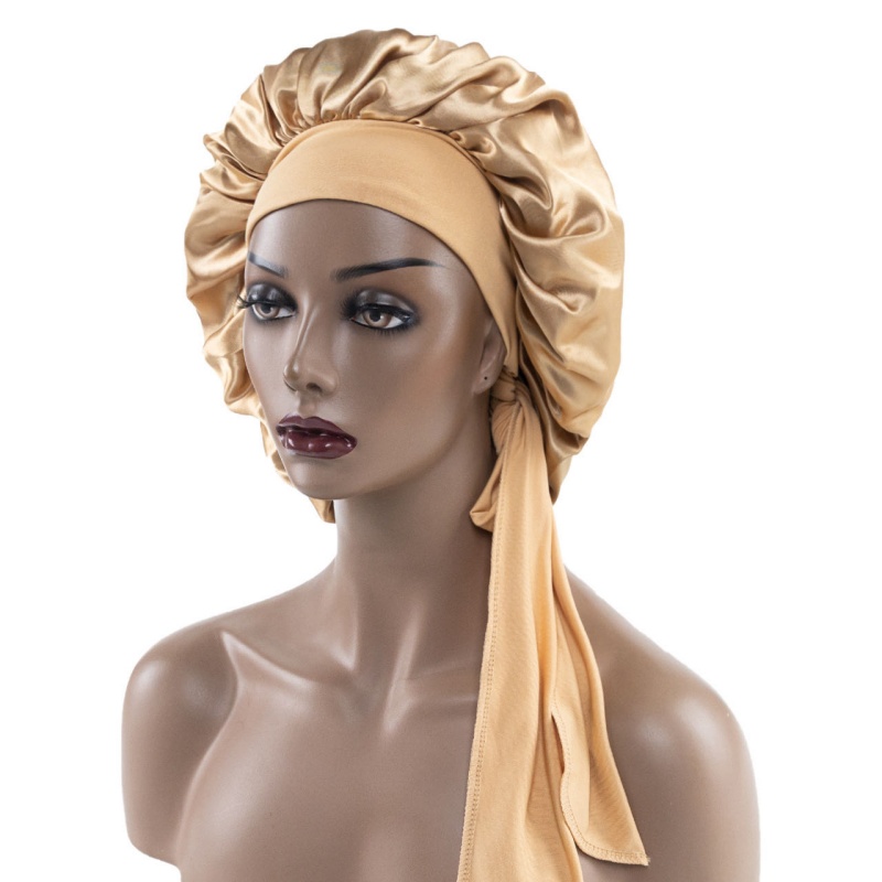 New Large Satin Bonnet Silk Satin Hair Bonnet For Sleeping Night Cap With Stretchy Tie Band Edge Scarf Wrap For Braid Hair