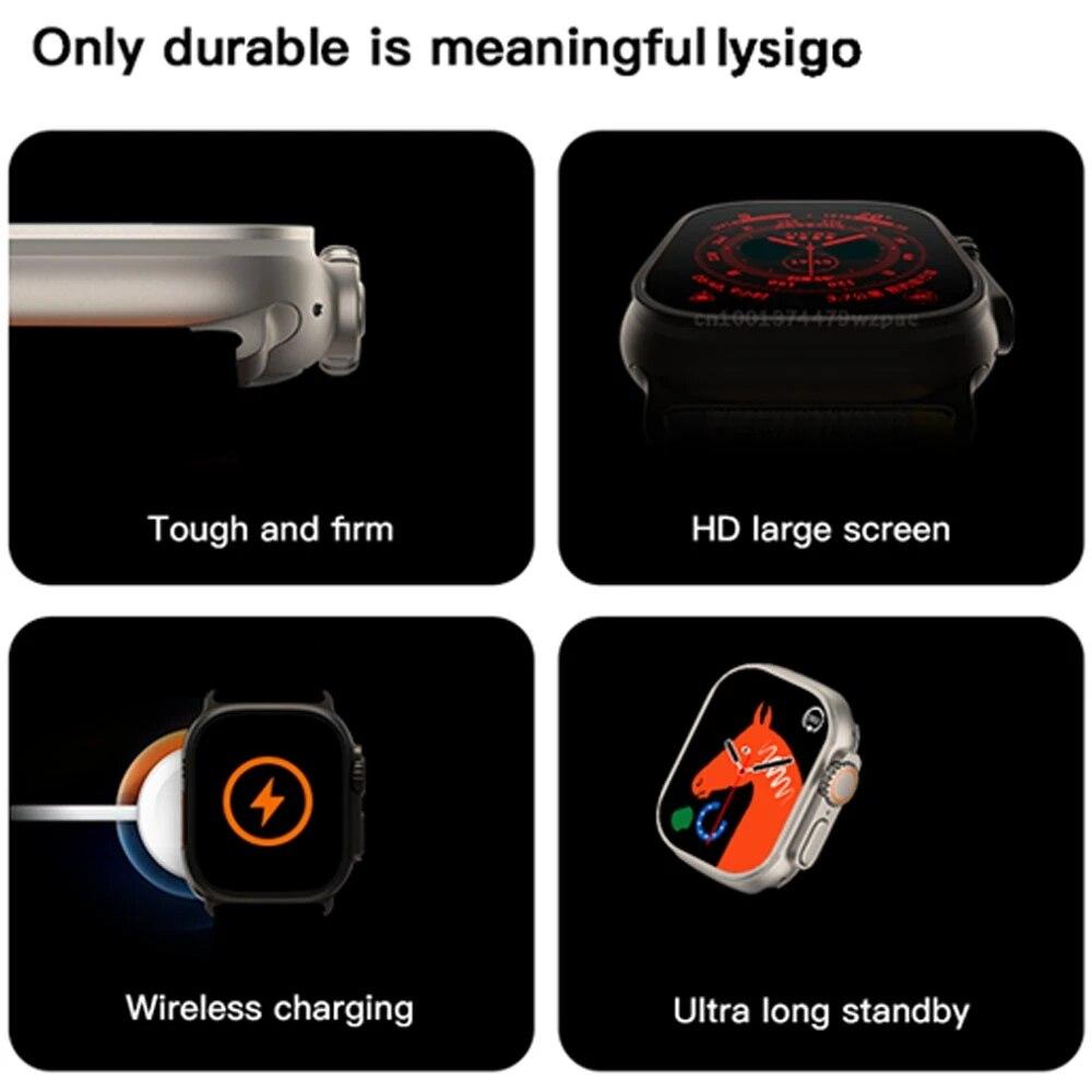 T800 Ultra Smart Watch 1.99 Inch Touch Screen Sports Wireless Charging Smart watch Fitness Bracelet For ios Android Phone Bluetooth Calls Watch