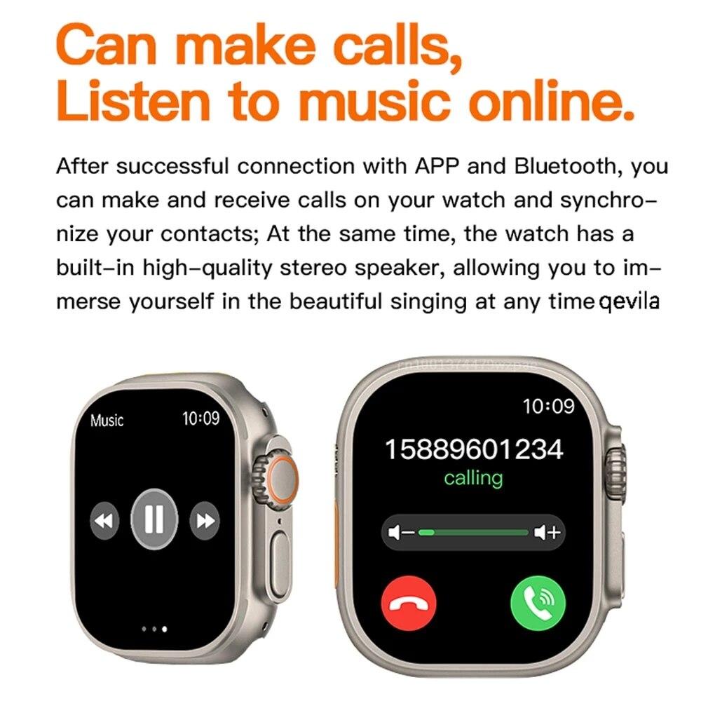 T800 Ultra Smart Watch 1.99 Inch Touch Screen Sports Wireless Charging Smart watch Fitness Bracelet For ios Android Phone Bluetooth Calls Watch