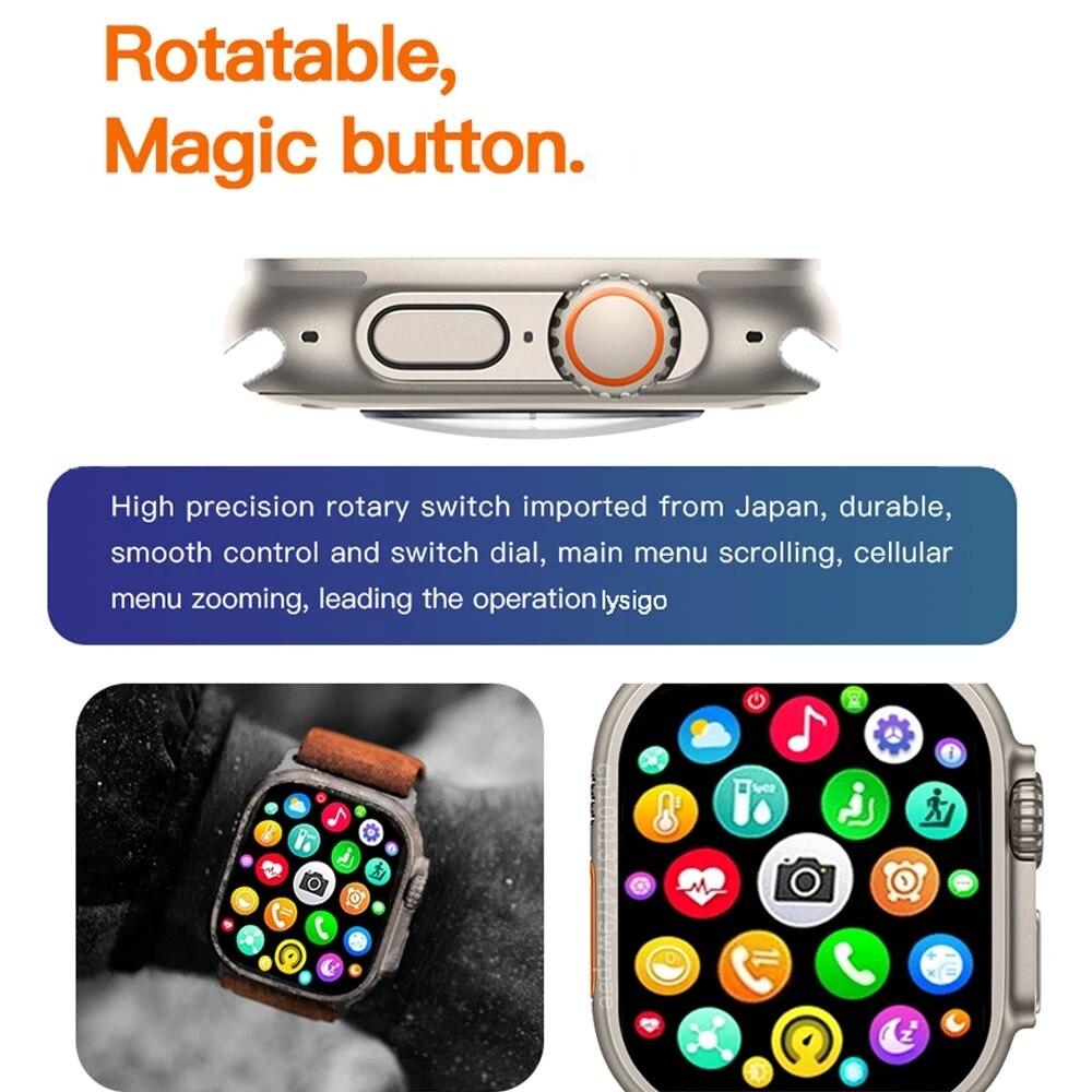 T800 Ultra Smart Watch 1.99 Inch Touch Screen Sports Wireless Charging Smart watch Fitness Bracelet For ios Android Phone Bluetooth Calls Watch