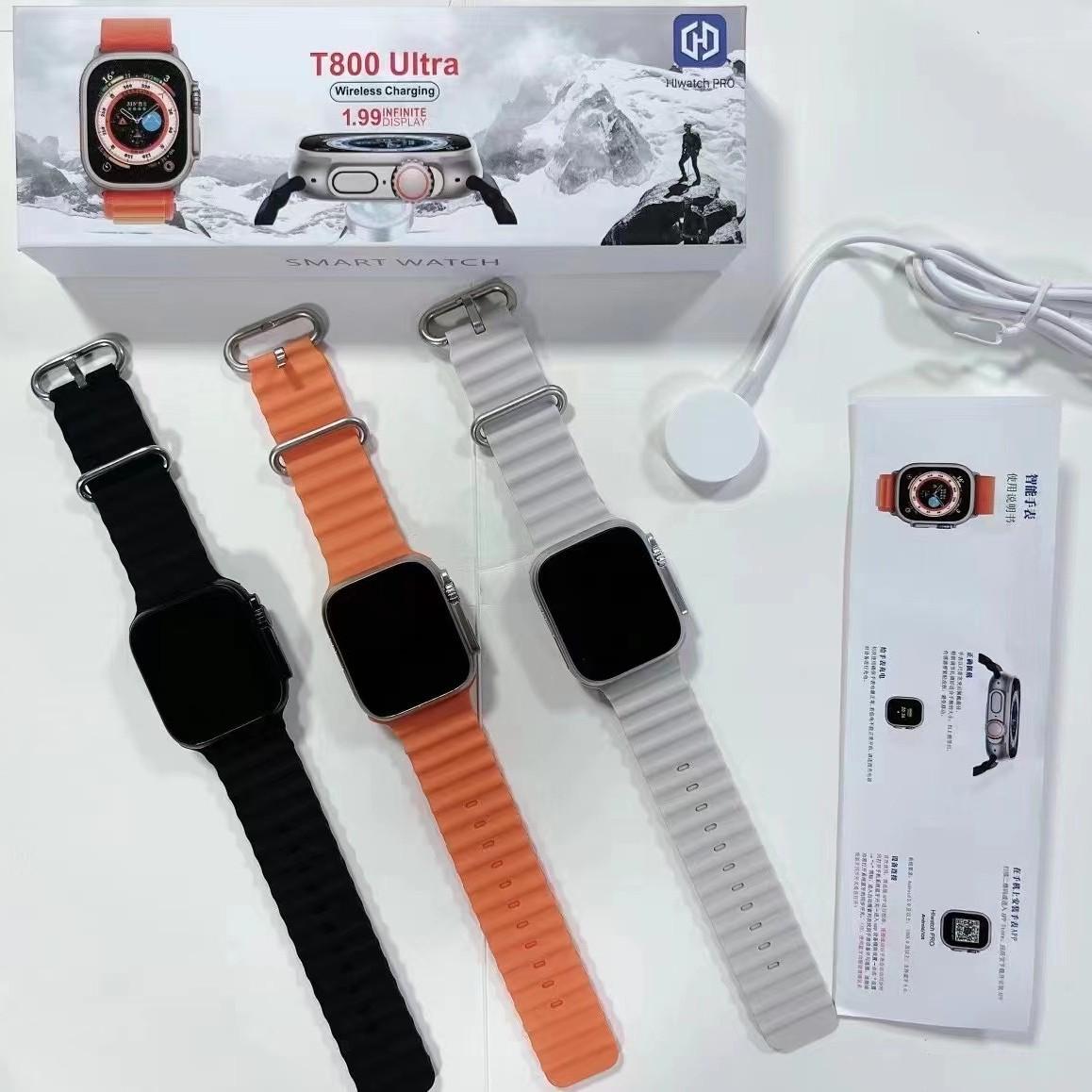 T800 Ultra Smart Watch 1.99 Inch Touch Screen Sports Wireless Charging Smart watch Fitness Bracelet For ios Android Phone Bluetooth Calls Watch