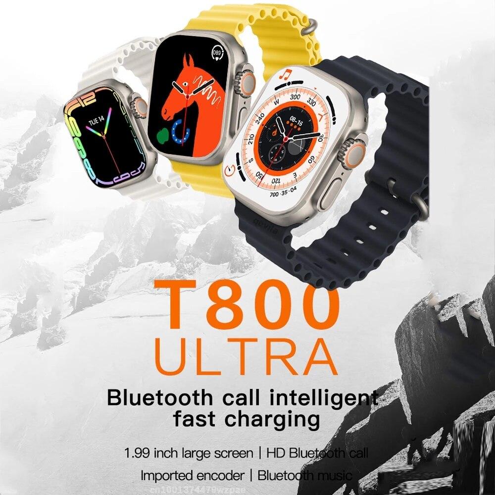 T800 Ultra Smart Watch 1.99 Inch Touch Screen Sports Wireless Charging Smart watch Fitness Bracelet For ios Android Phone Bluetooth Calls Watch