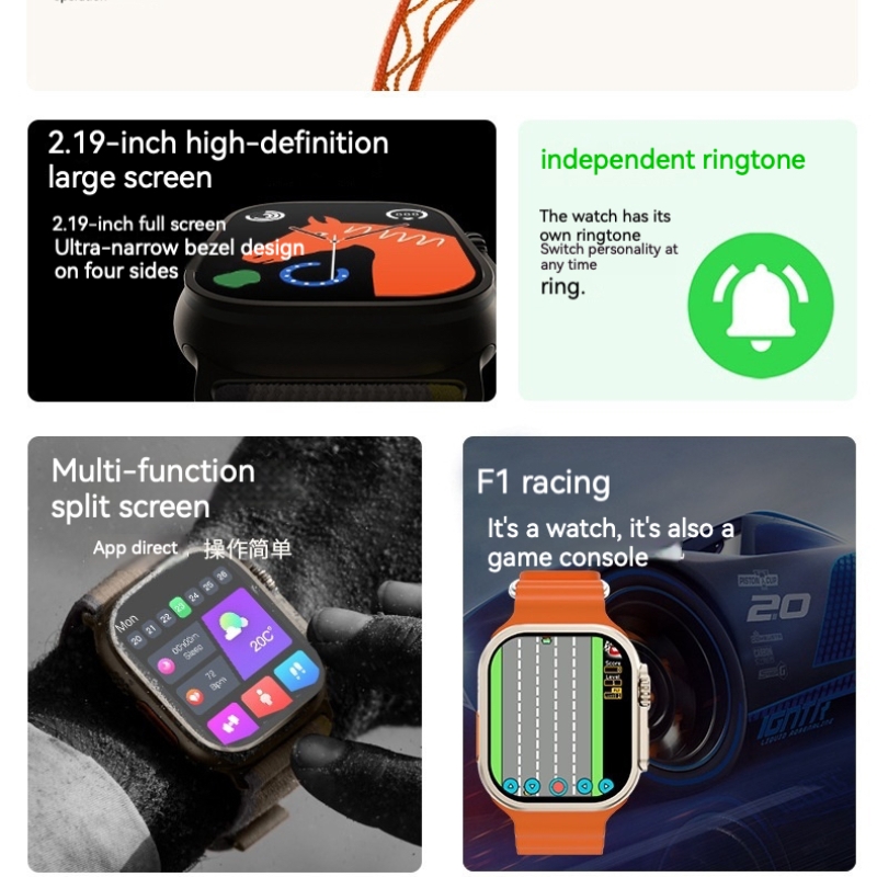 i9 Ultra Max Smart Watch 2.19 inch Touch Screen Game Blood Pressure Oxygen Bluetooth Call Men Women Smartwatches VS i8 Pro Max