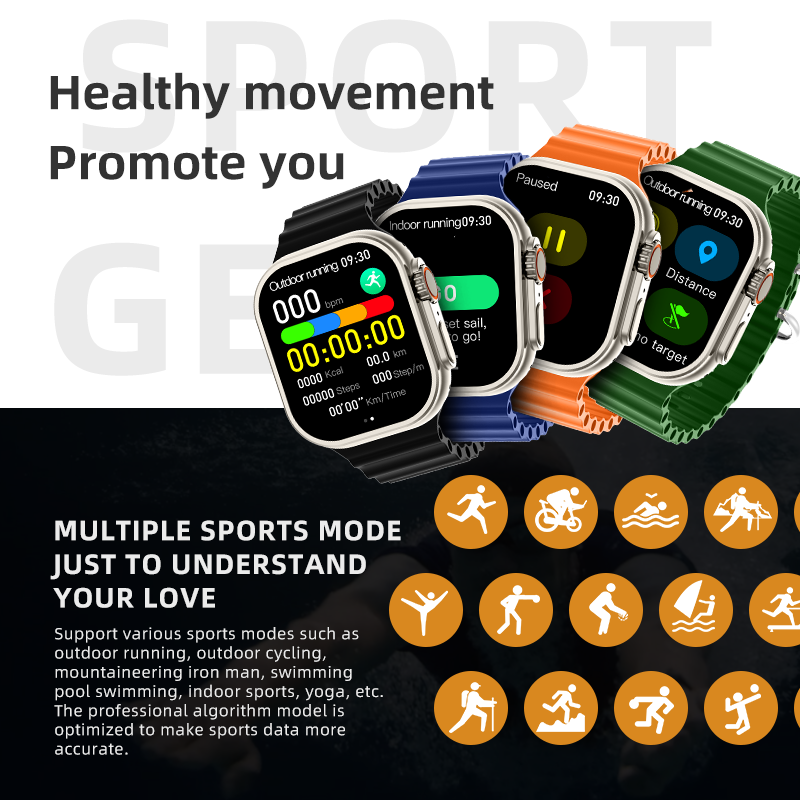 HW ULTRA 2 Smart Watch ChatGPT NFC 2.10" Amoled Screen Blood Sugar Pressure Oxygen Bluetooth Call Men Women Smartwatch VS T900 Ultra