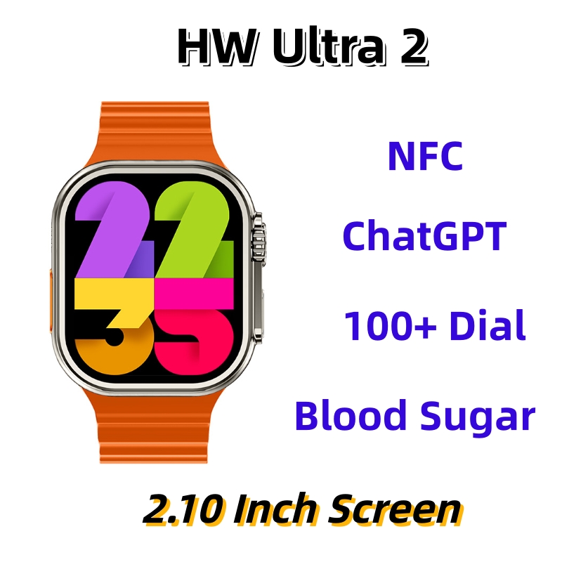 HW ULTRA 2 Smart Watch ChatGPT NFC 2.10" Amoled Screen Blood Sugar Pressure Oxygen Bluetooth Call Men Women Smartwatch VS T900 Ultra