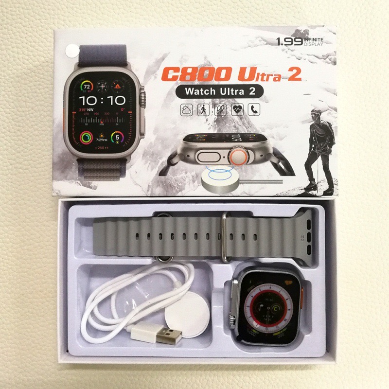 C800 Ultra 2 Smart Watch 1.99 inch Touch Screen Heart Rate Blood Pressure Oxygen Bluetooth Call Men Women Smartwatches VS T900 ULTRA