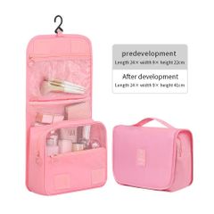 Bag Travel Bag with Hanging Hook, Water-resistant Makeup Cosmetic Bag Travel Organizer for Accessories, Shampoo, Full Sized Container  Makeup Bags  Travel Cosmetic  Storage Bag Pink as picture