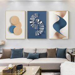 3Piece Unframed Geometric pattern Picture Minimalist Canvas Wall Art，Painting Frameless Canvas Prints for Living Room, Ready to Hang Only canvas painting, no frame 30x40cmx3 as picture