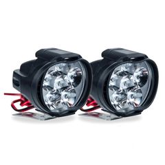 Electric Motorcycle LED Headlights Super Bright E-Bike Lights Accessories DC 9-85V Scooter Spotlights Car Fog Lamps with Switch Black 2 pcs