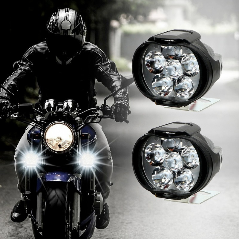 Electric Motorcycle LED Headlights Super Bright E-Bike Lights Accessories DC 9-85V Scooter Spotlights Car Fog Lamps with Switch