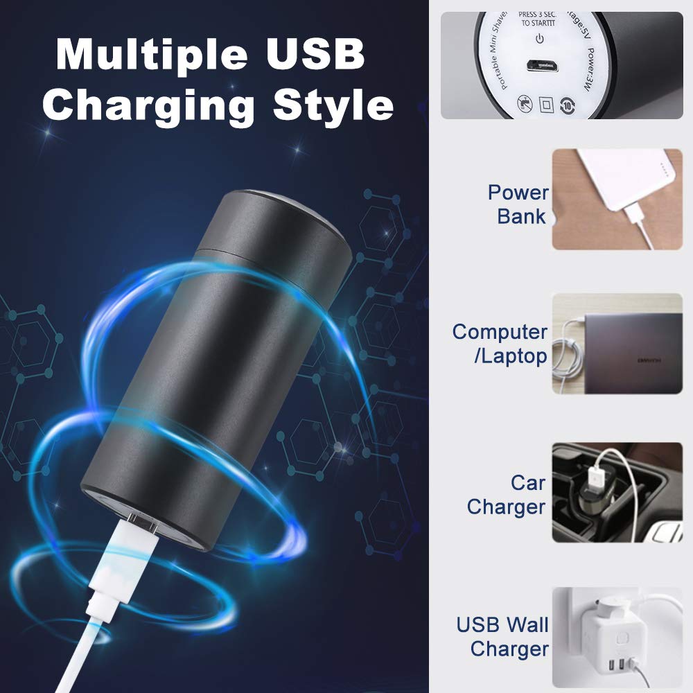 New Pocket Size USB Rechargeable Waterproof IPX6 Safety Razor Machine Long Battery Life Portable Cylindrical Electric Shaver