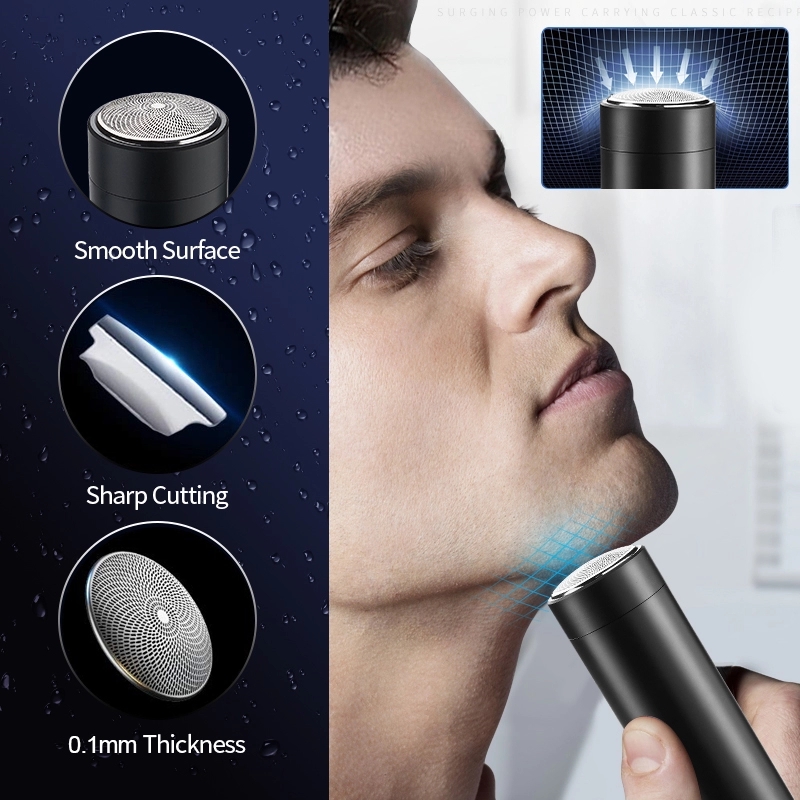 New Pocket Size USB Rechargeable Waterproof IPX6 Safety Razor Machine Long Battery Life Portable Cylindrical Electric Shaver
