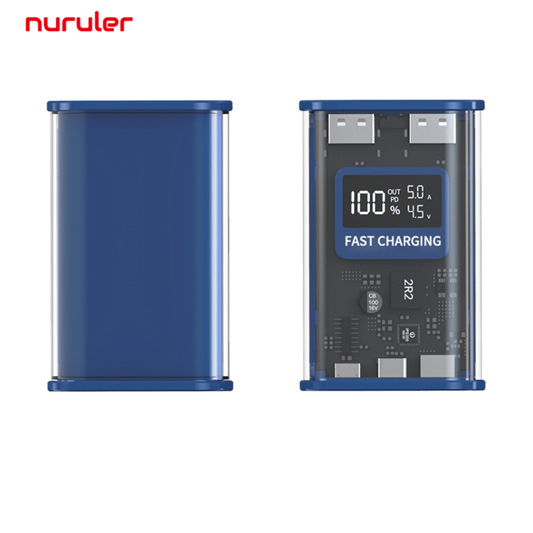 Nuruler New arrival Armor Style 10000mAh Mini Transparent 22.5W Two-way Super Fast Charging Quick Charge Power Bank 10000 mAh Large Capacity Mobile Power