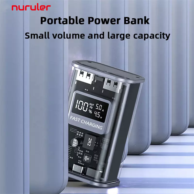 Nuruler New arrival Armor Style 10000mAh Mini Transparent 22.5W Two-way Super Fast Charging Quick Charge Power Bank 10000 mAh Large Capacity Mobile Power