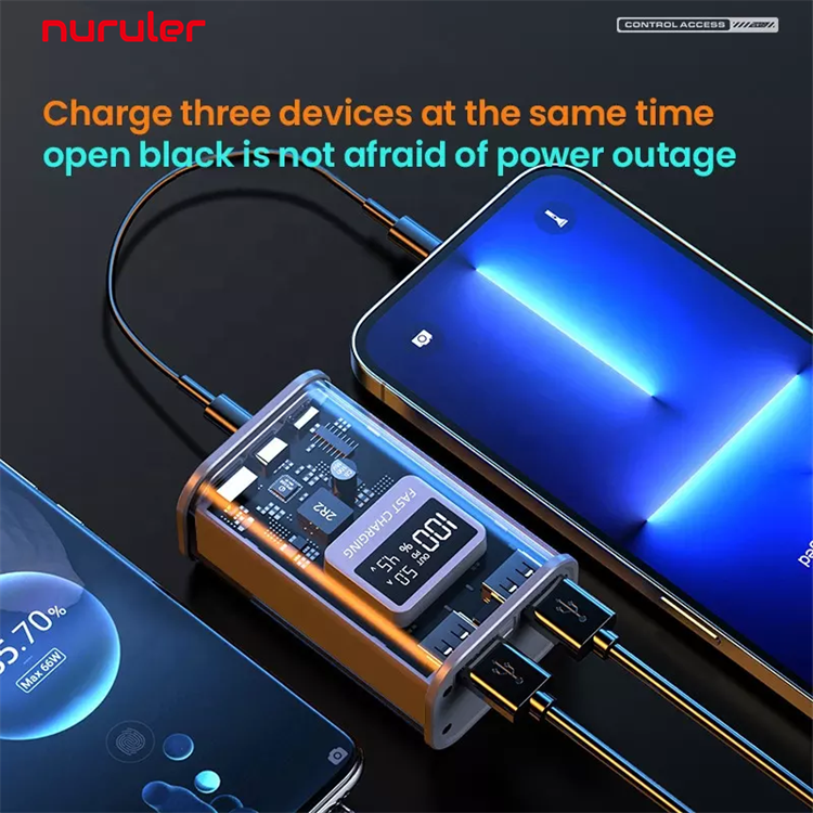 Nuruler New arrival Armor Style 10000mAh Mini Transparent 22.5W Two-way Super Fast Charging Quick Charge Power Bank 10000 mAh Large Capacity Mobile Power