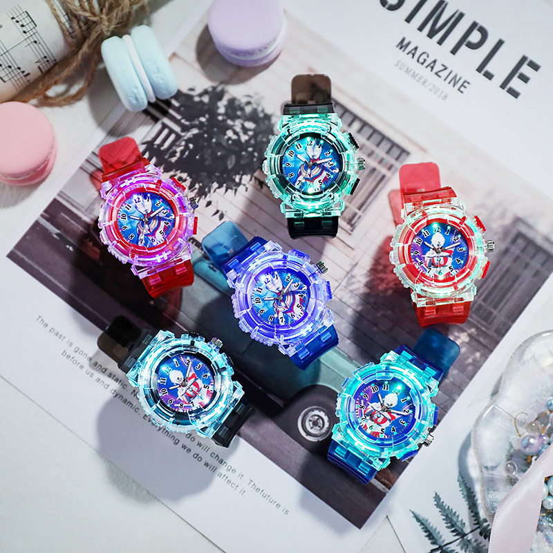 Ultra-man Led Luminous Watch Children's Cartoon Elementary School Student Boy Sports Electronic Clock Gifts