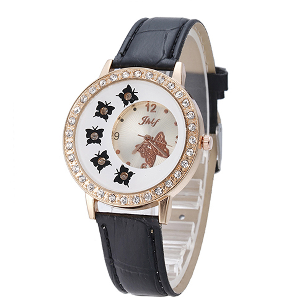 Fashion Butterfly hollow Women Automatic Watches Ladies clock Leather Band Analog Ladies Quartz Wristwatch
