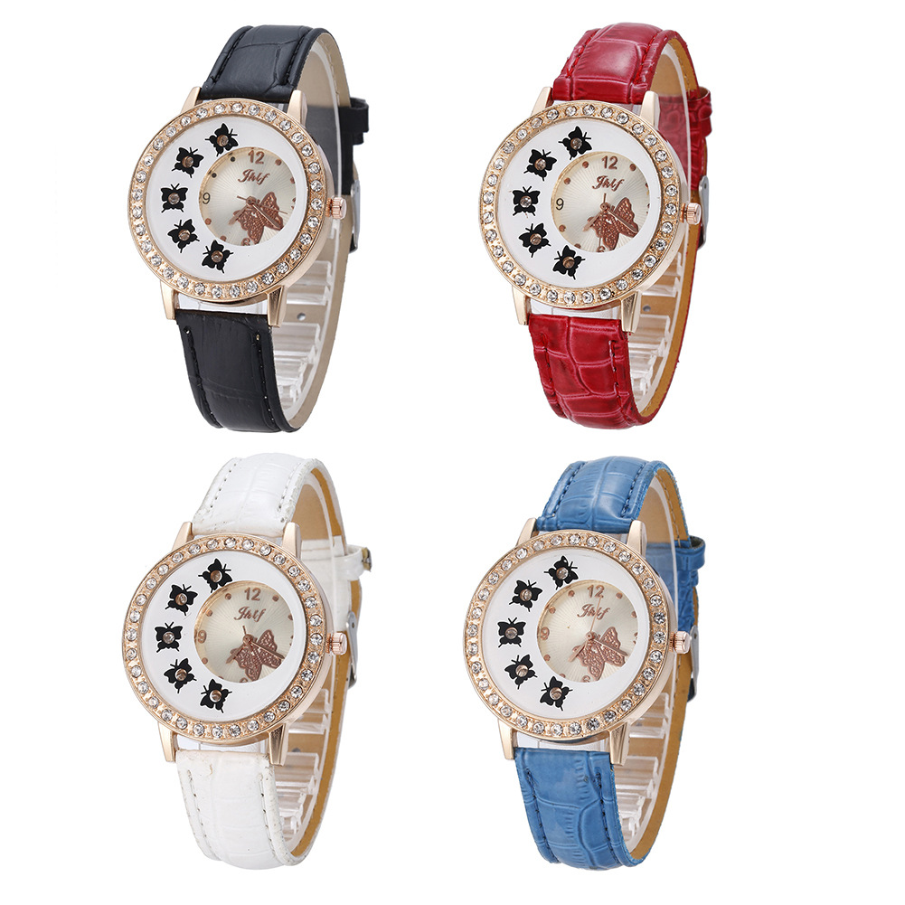 Fashion Butterfly hollow Women Automatic Watches Ladies clock Leather Band Analog Ladies Quartz Wristwatch