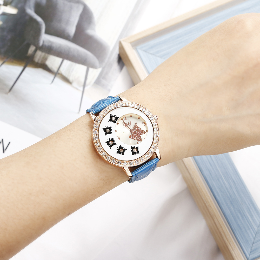 Fashion Butterfly hollow Women Automatic Watches Ladies clock Leather Band Analog Ladies Quartz Wristwatch
