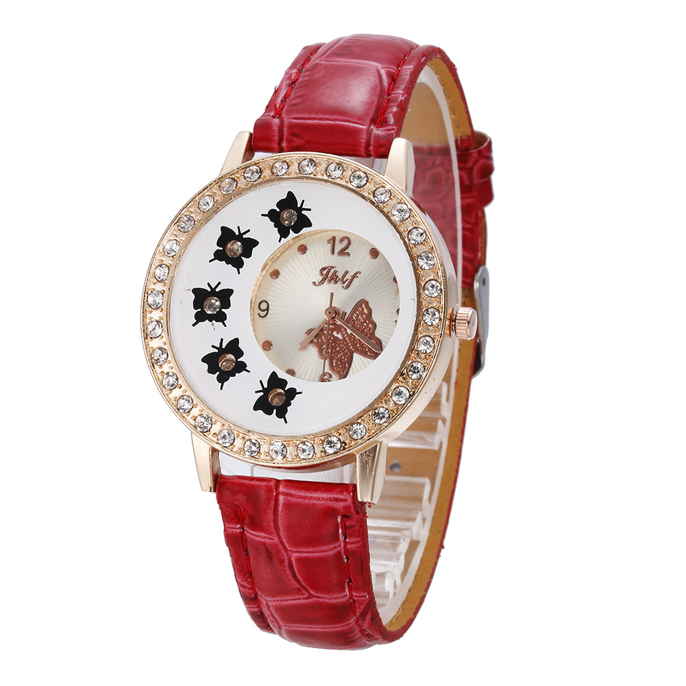 Fashion Butterfly hollow Women Automatic Watches Ladies clock Leather Band Analog Ladies Quartz Wristwatch