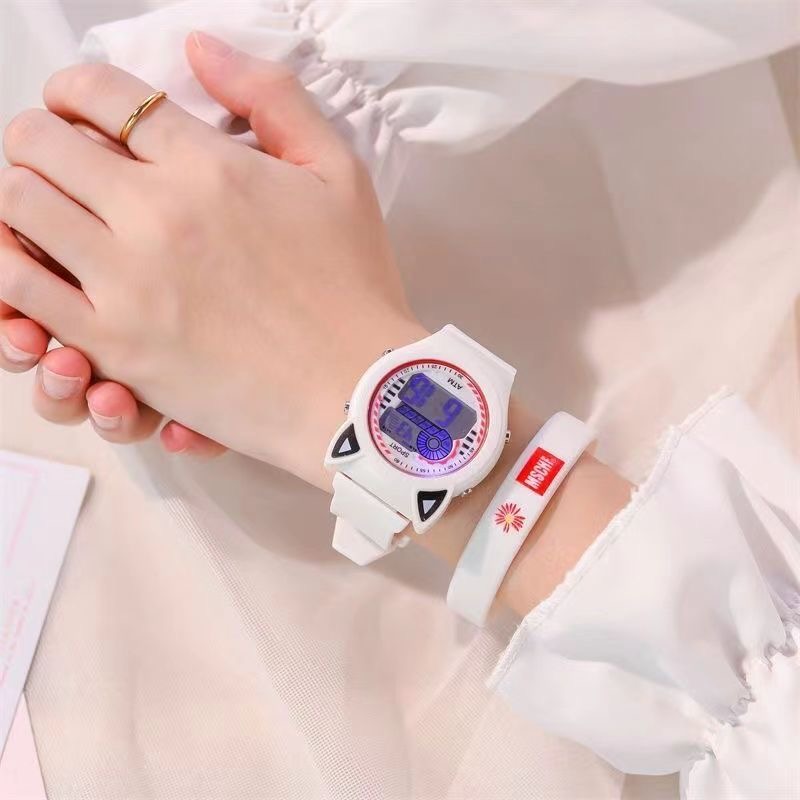 Creative Children's Watch LED Electronic Cat Ear Dial Lovely Girl Princess Waterproof Watch Birthday Gift Silicone Watch
