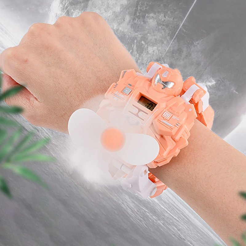 Children's Electronic Watch Cartoon Deformation Fan Watch Robot Fan Digital Watch Toy Boy Girl Cute Clock For Kids