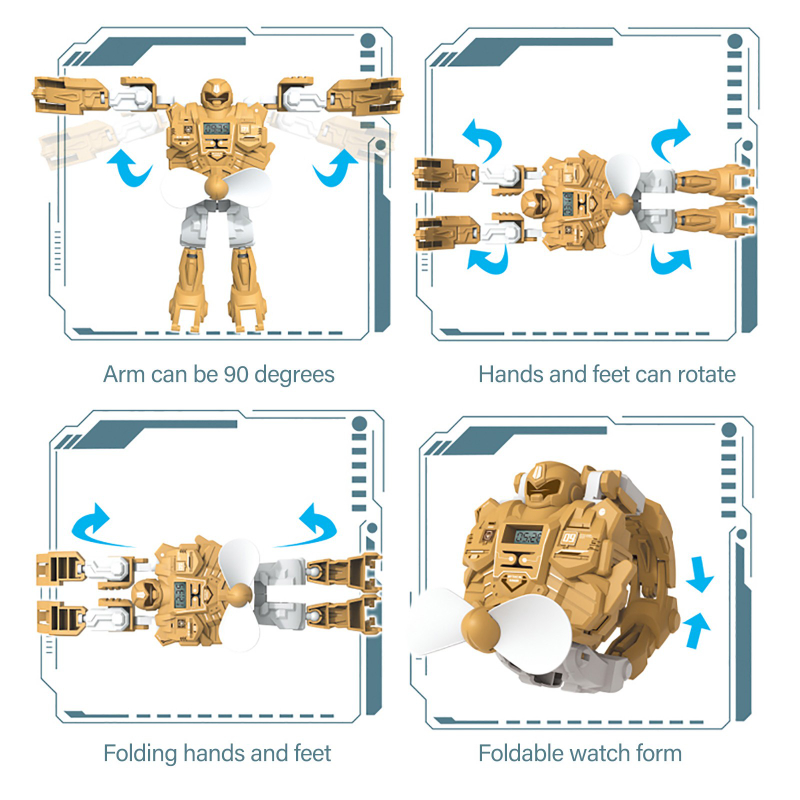 Children's Electronic Watch Cartoon Deformation Fan Watch Robot Fan Digital Watch Toy Boy Girl Cute Clock For Kids