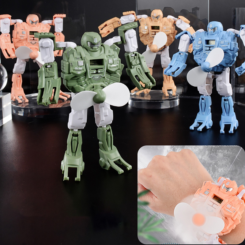 Children's Electronic Watch Cartoon Deformation Fan Watch Robot Fan Digital Watch Toy Boy Girl Cute Clock For Kids