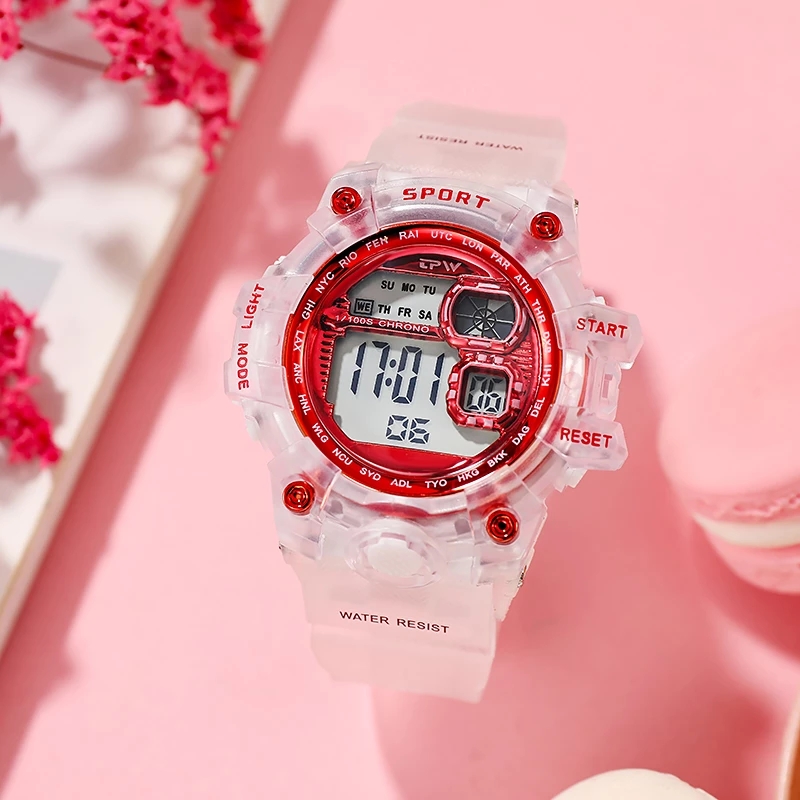 Outdoor Sport Transparent Digital Watch Men Women Alarm Clock Children Shock Creative Watches LED Display Wristwatch For Boys Girls