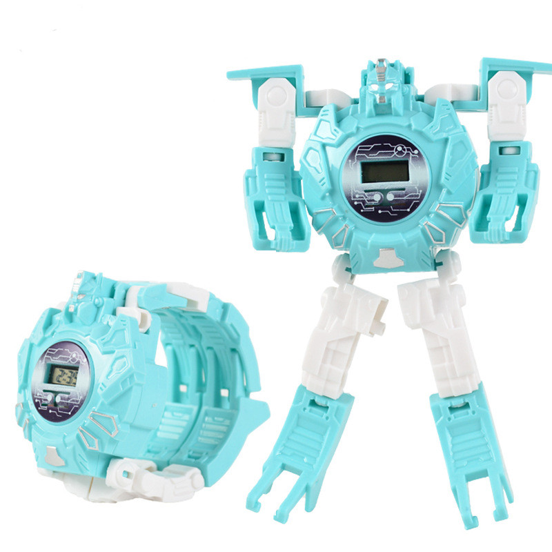 Cartoons Children's Electronic Watch Deformation Robot 3D LED Luminous Clock Kids Digital Toy Wristwatch for Children's Birthday