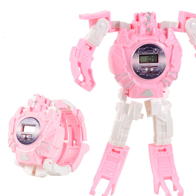 Cartoons Children's Electronic Watch Deformation Robot 3D LED Luminous Clock Kids Digital Toy Wristwatch for Children's Birthday