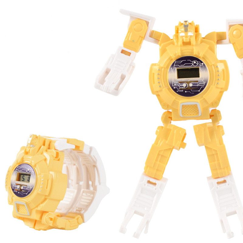 Cartoons Children's Electronic Watch Deformation Robot 3D LED Luminous Clock Kids Digital Toy Wristwatch for Children's Birthday