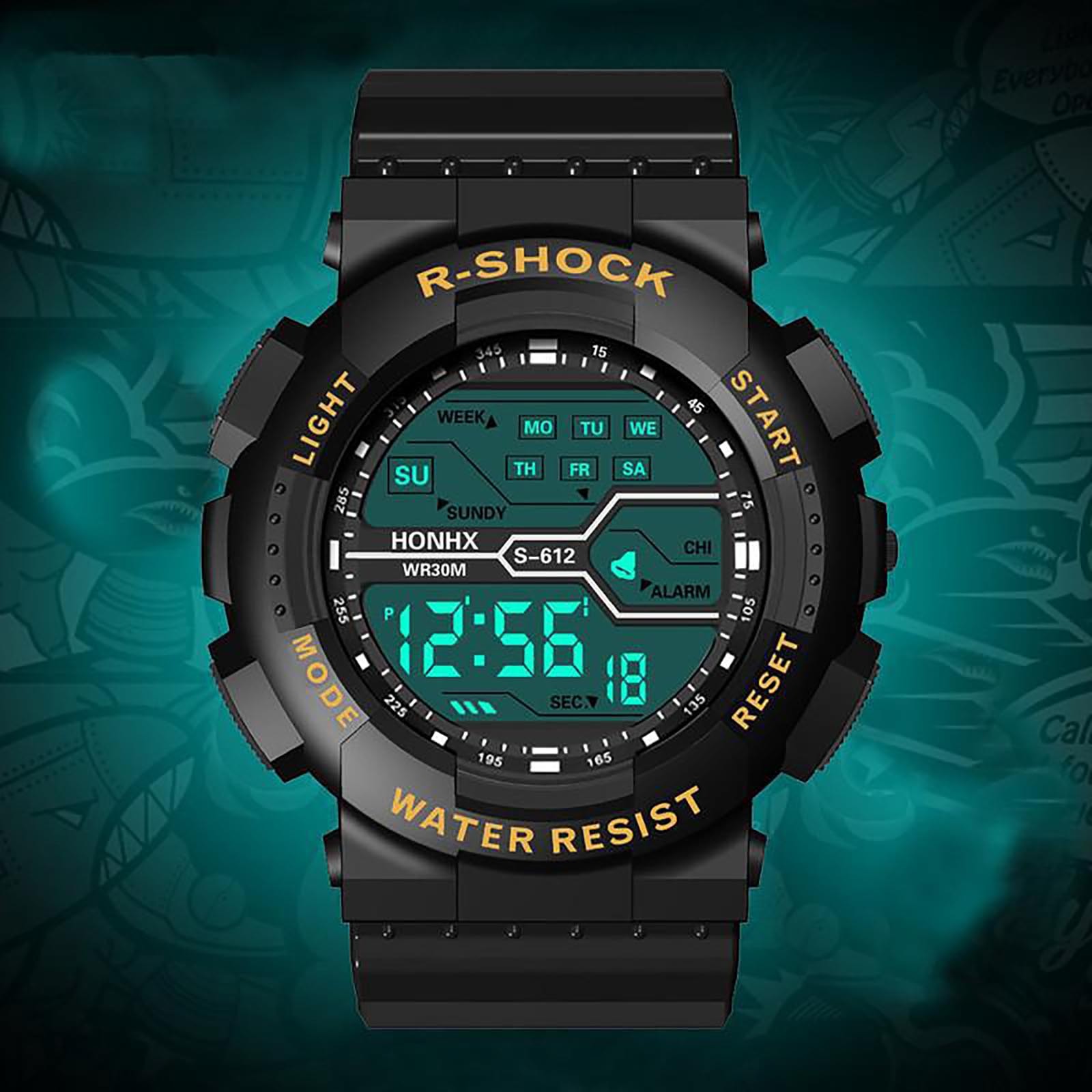 Men Sport Watch Multifunction Military Sports Watch Waterproof Luminous LED Digital Kids Watch Big Dial Student Electronic Watch