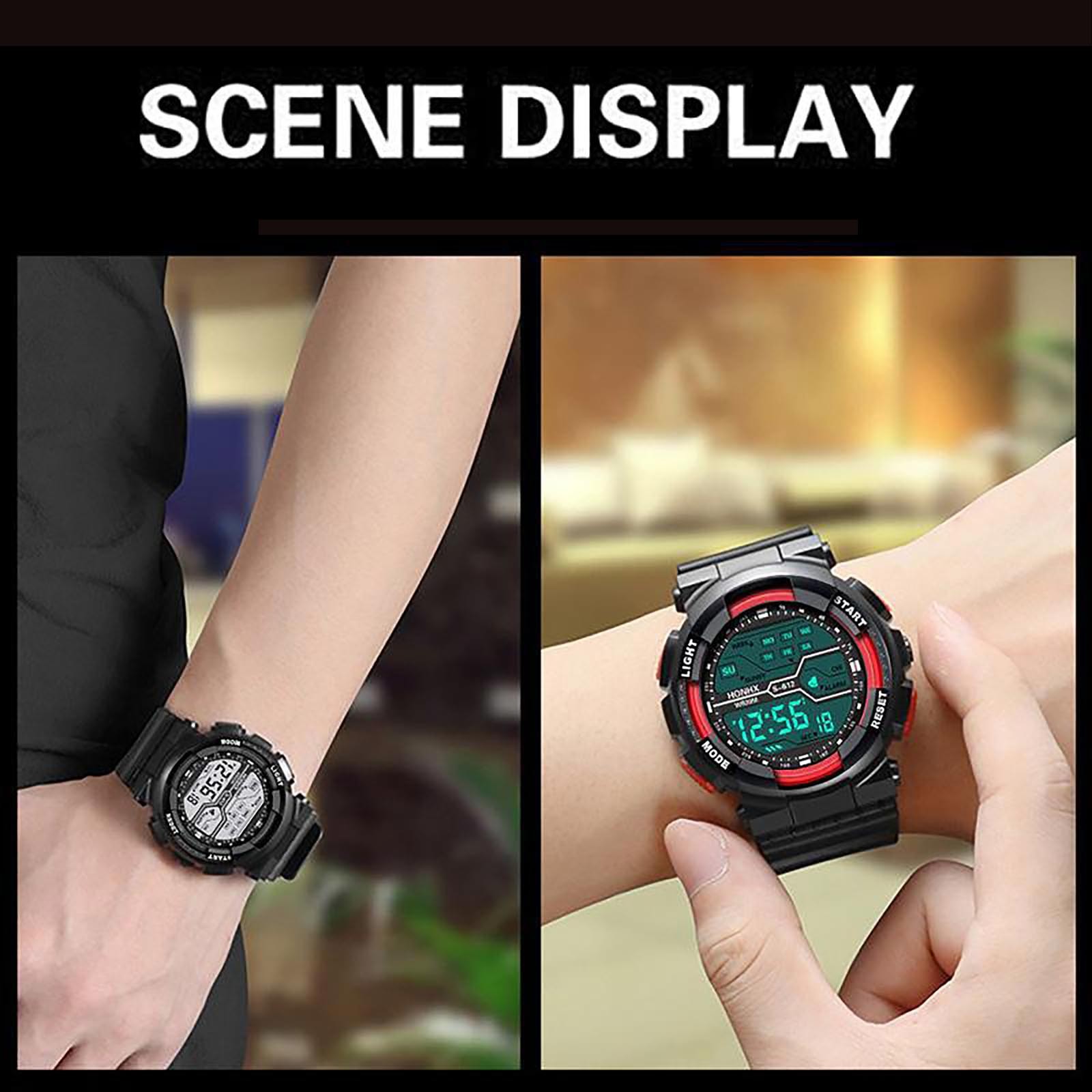 Men Sport Watch Multifunction Military Sports Watch Waterproof Luminous LED Digital Kids Watch Big Dial Student Electronic Watch