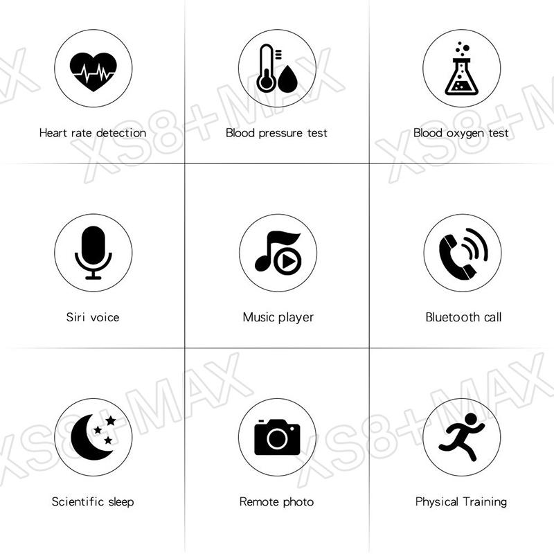 IWO Series 8 Smart Watch XS8 MAX Bluetooth Call Heart Rate Blood Pressure Smartwatch For Apple Huawei Xiaomi Samsung Phone PK X8 Max